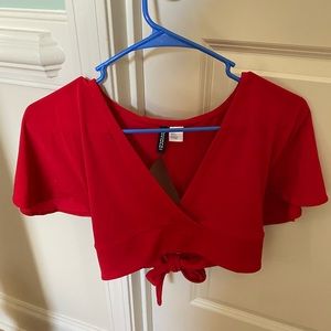 Red cropped blouse. Size small